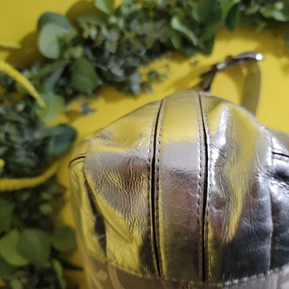 Coach Peyton White Silver Satin Canvas Logo Metallic Hobo Bag - Picture 13 of 14